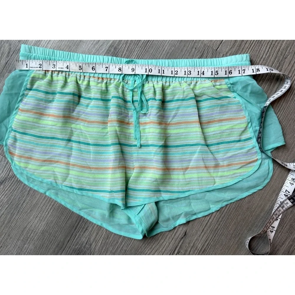 Vintage Y2K Victoria's Secret L Aqua Striped Layered Dolphin Lounge Shorts